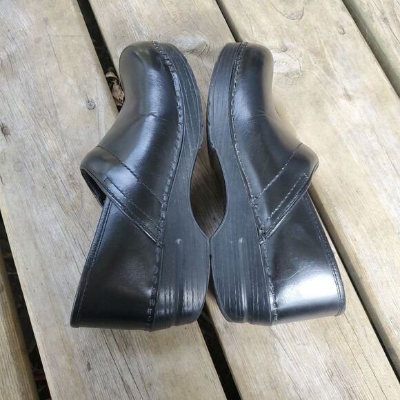 Dansko Professional Black Leather Stapled Slip-on Nursing Platform Clogs 40 - Picture 5 of 10